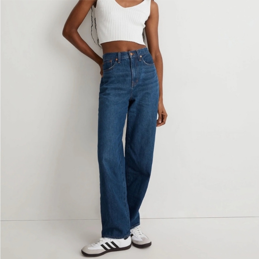 Madewell Baggy Straight Jeans in Dark Worn Indigo Wash Size 27
